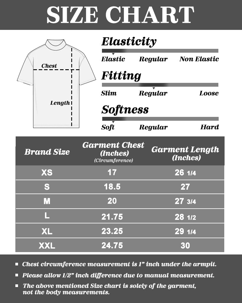 Size Chart for Jack Slim Fit Ribbed mock neck  Sweater