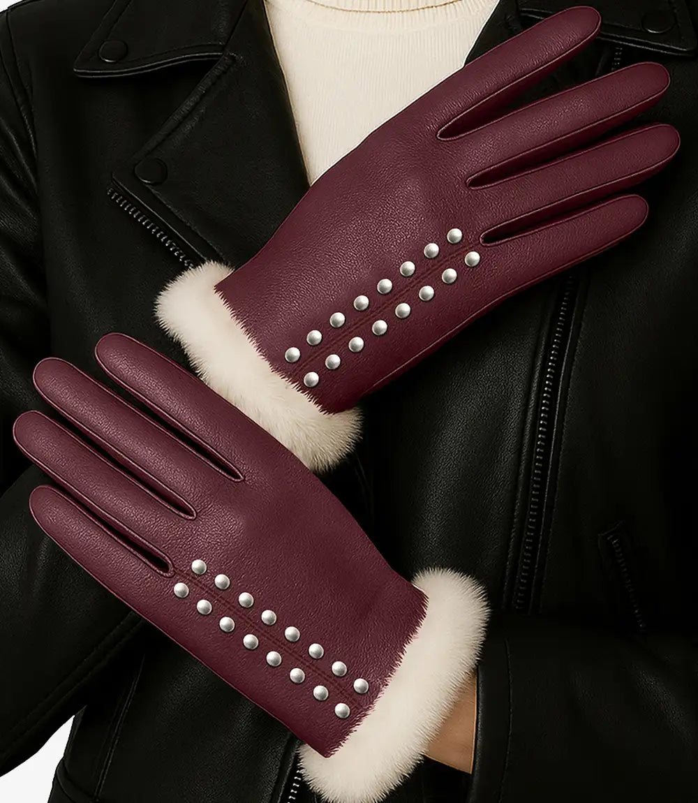 Magente Winter Leather Gloves