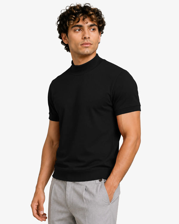 Melan Mock Neck Sweatshirt for Men Slim Fit Casual Wear