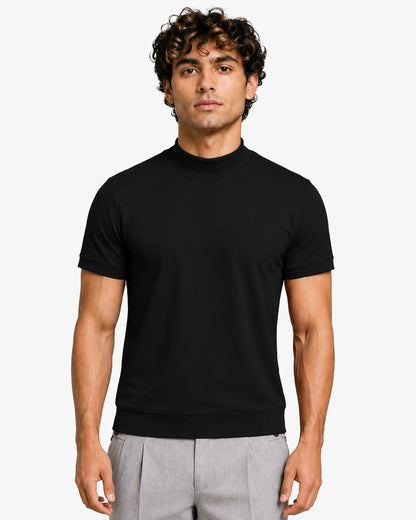 Melan Mock Neck Sweatshirt for Men Slim Fit Casual Wear