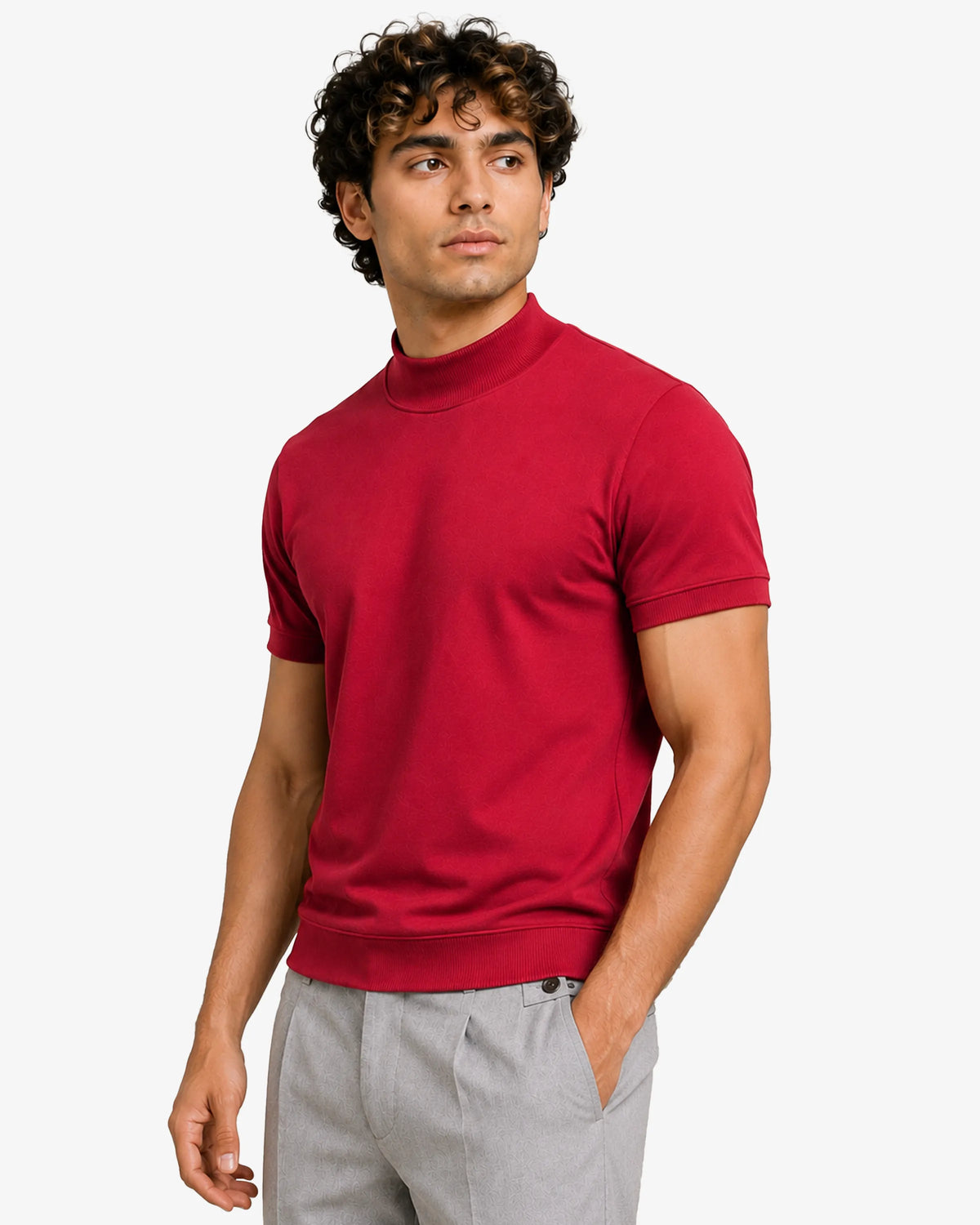 Melan Mock Neck Sweatshirt for Men Slim Fit Casual Wear