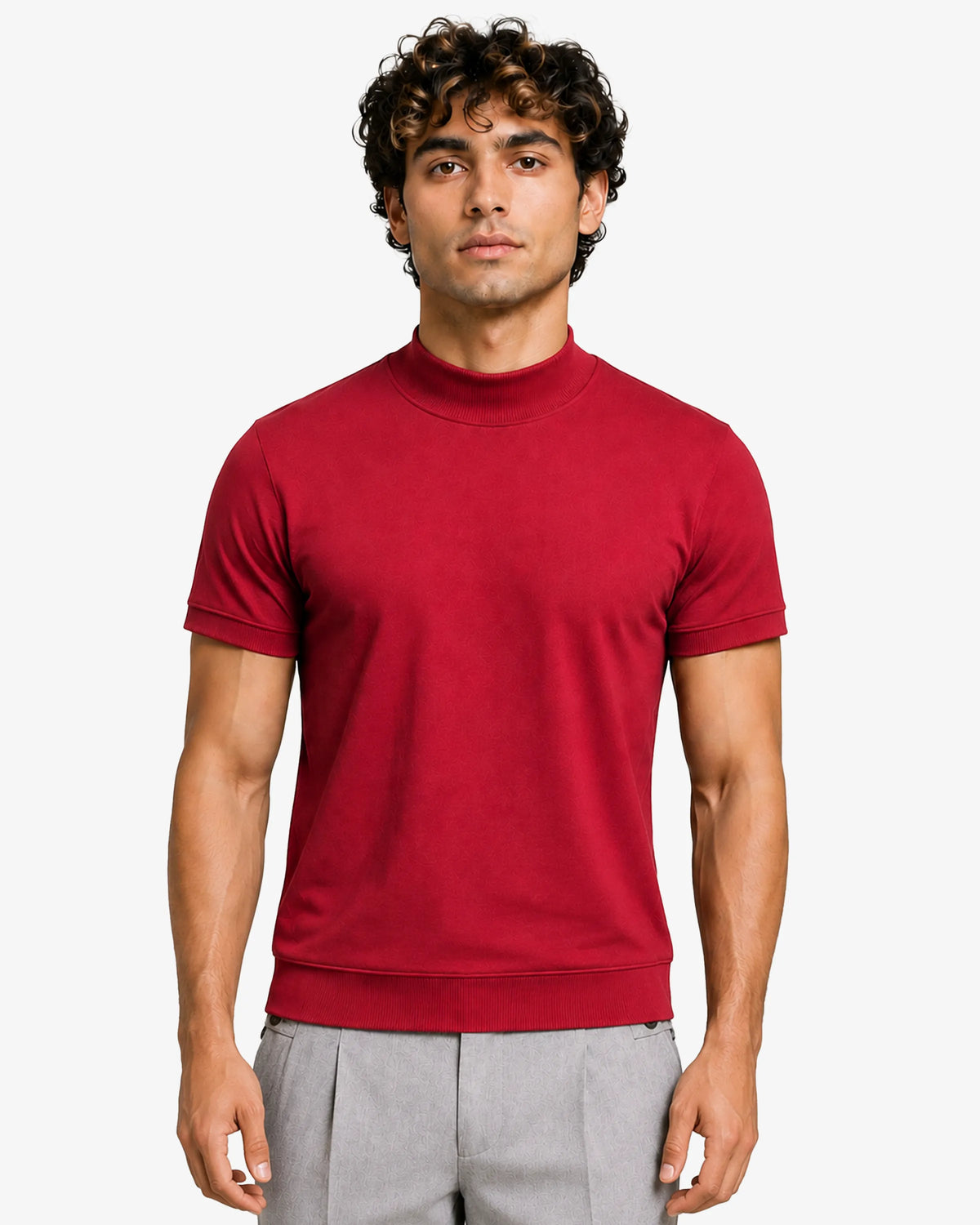 Melan Mock Neck Sweatshirt for Men Slim Fit Casual Wear
