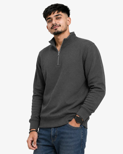 Noviar Men’s Quarter Zipper Pullover Sweatshirt  Regular Fit