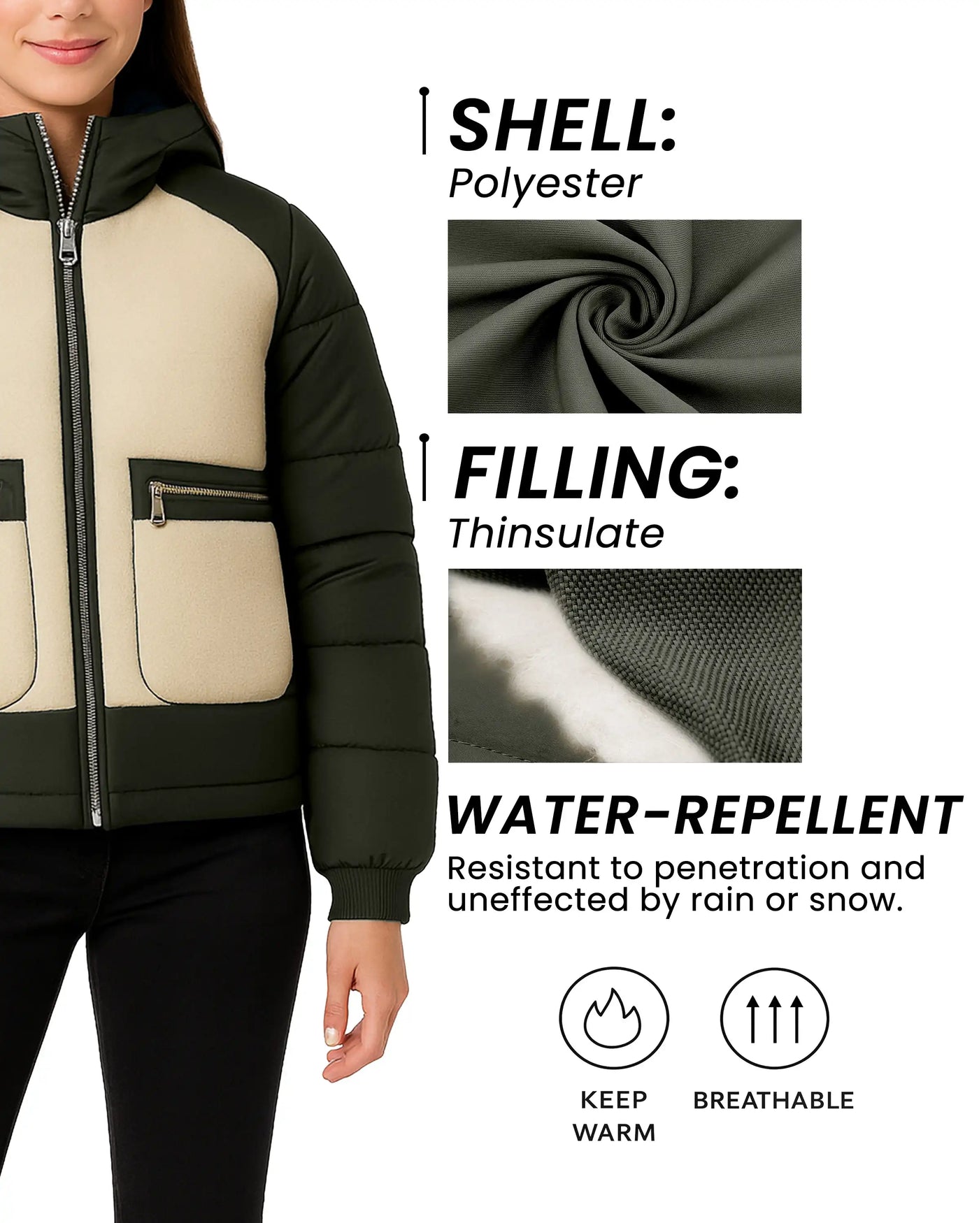 Sherpa Sherpa Panel Puffer Coat