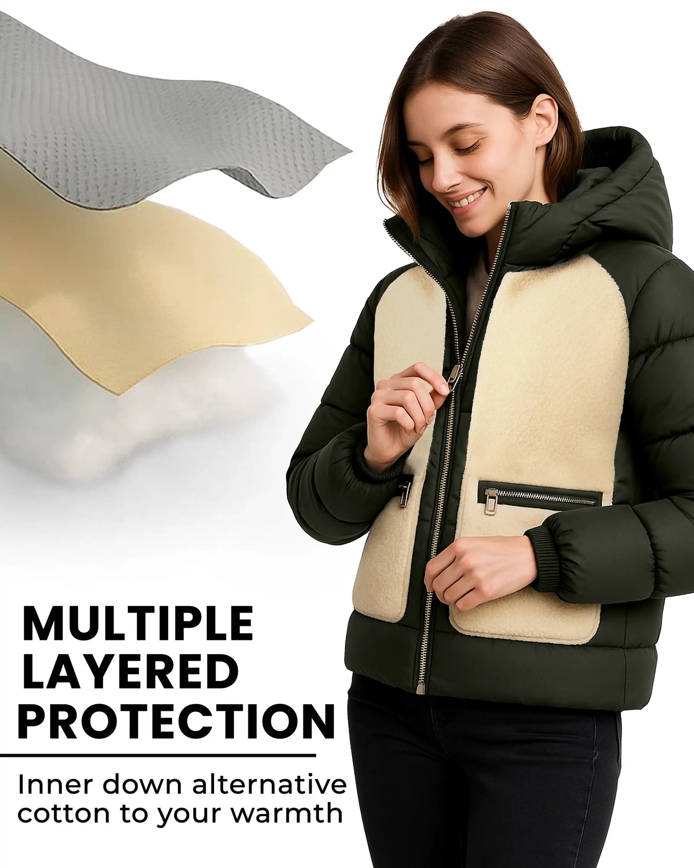 Sherpa Sherpa Panel Puffer Coat