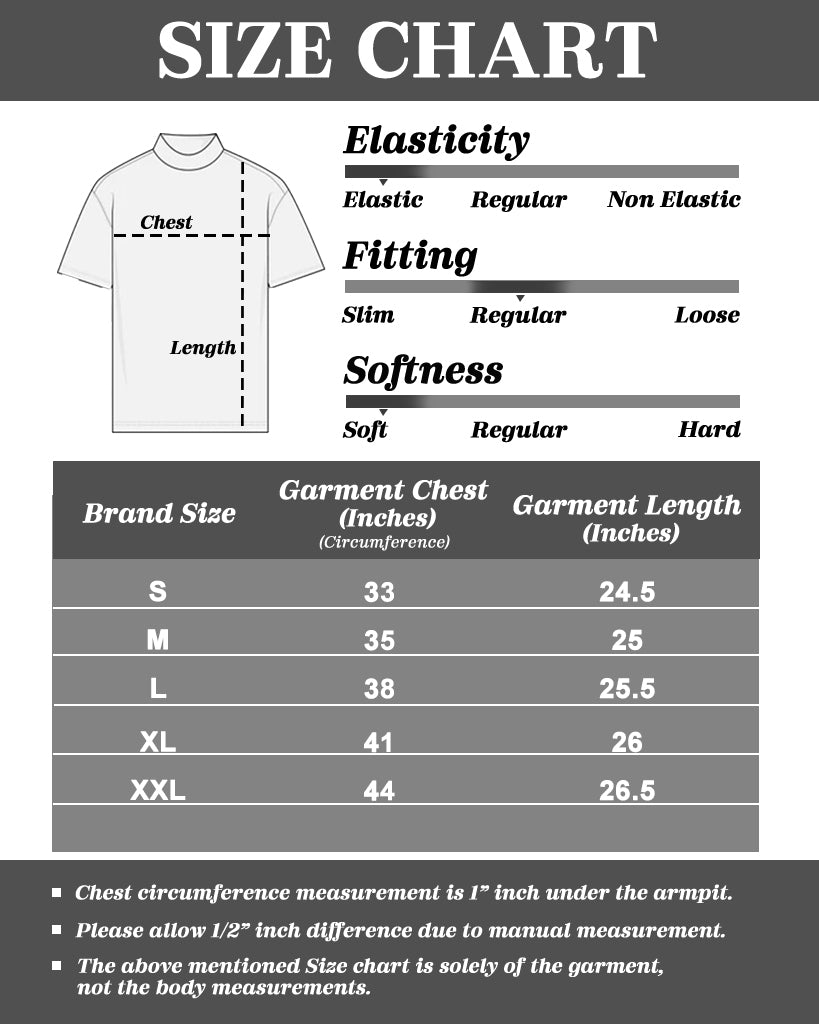 Size Chart for Grevia Mock Neck Short Sleeve Top for Women