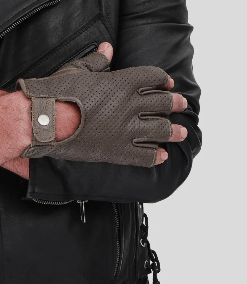 Wilmer Fingerless Leather Motorcycle Gloves