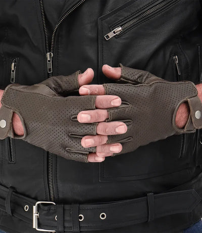 Wilmer Fingerless Leather Motorcycle Gloves